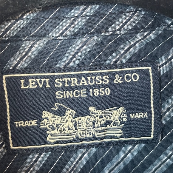 LEVI'S STRAUSS & CO Chamois Heavy Men Medium Vintage Field Work Shirt Dark Blue - Picture 2 of 10